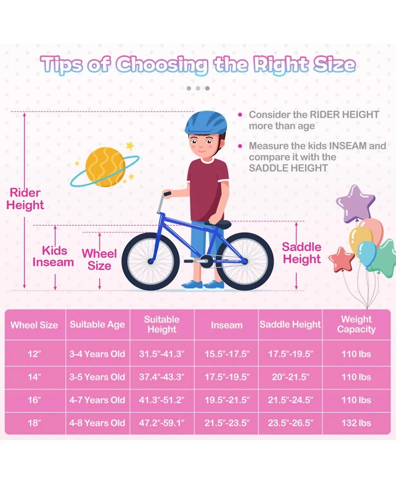 Hongge 16-Inch Kids Bike with Adjustable Handlebar, Training Wheels & Front Basket, 110 lbs Capacity, Ages 4–7