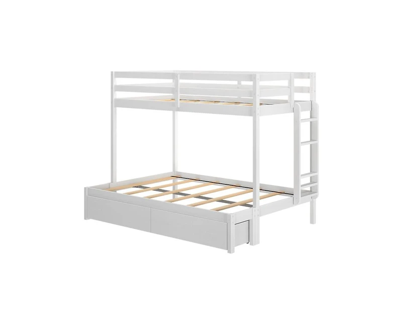 Grain & Grove Bear Furniture Plywood Twin/Full Bunk with Underbed Storage Drawers