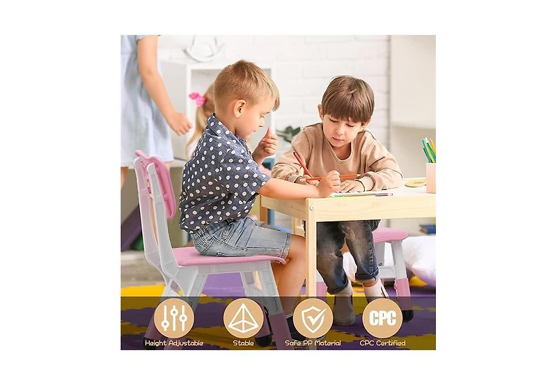 homfan 2 Pack Adjustable Kids Chairs, 3 Level Height, Ergonomic Back, Anti Slip Pads, Ages 2 to 12