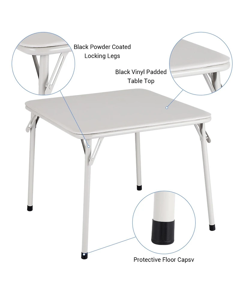 homfan Kids Folding Table and Chair Set, 4 Chairs and 1 Table, Pu Upholstered Seats, Iron Frame, Space Saving Design for Eating, Reading, and Play