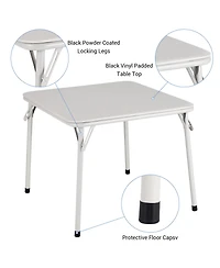 homfan Kids Folding Table and Chair Set, 4 Chairs and 1 Table, Pu Upholstered Seats, Iron Frame, Space Saving Design for Eating, Reading, and Play