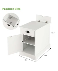 Costway 1PC Side End Table Nightstand with Charging Station Storage for Living Room Bedroom