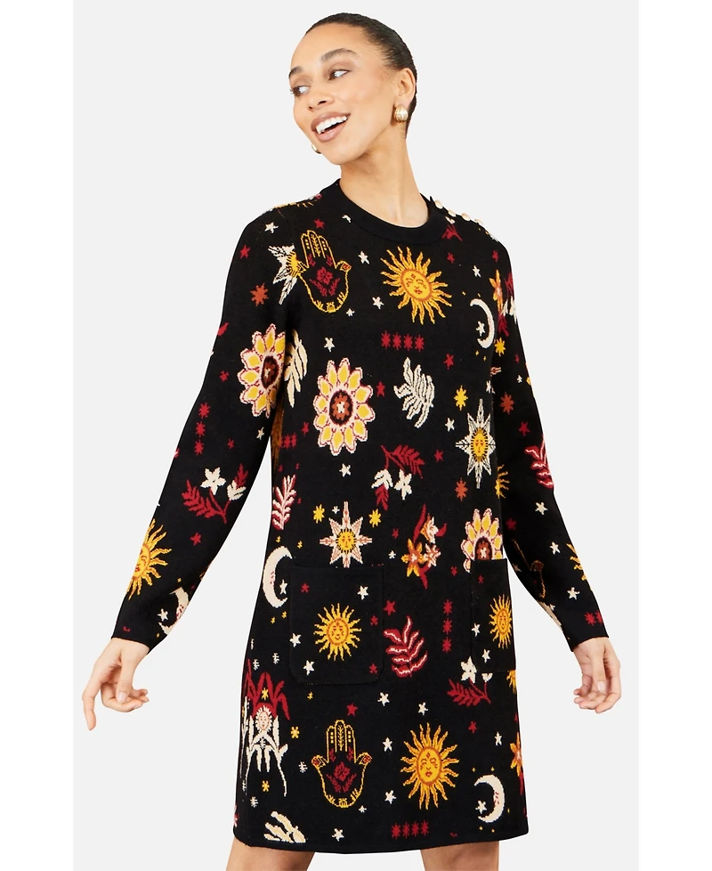 Yumi Women's Cosmic Intarsia Knitted Dress