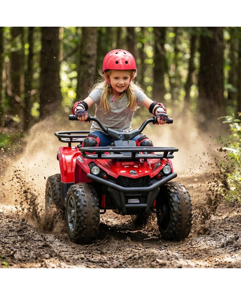 Hongge 24V Electric Ride-On Quad with Led Headlights and Media Console, 66 lb. Capacity, Ages 3+