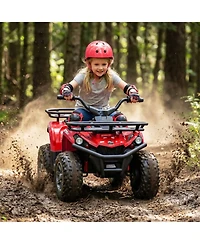 Hongge 24V Electric Ride-On Quad with Led Headlights and Media Console, 66 lb. Capacity, Ages 3+