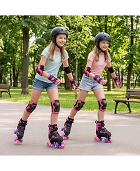 Hongge Teen Adjustable Quad Roller Skates with Light-Up Wheels, Ages 9+
