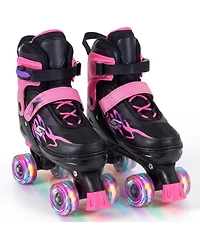 Hongge Teen Adjustable Quad Roller Skates with Light-Up Wheels, Ages 9+