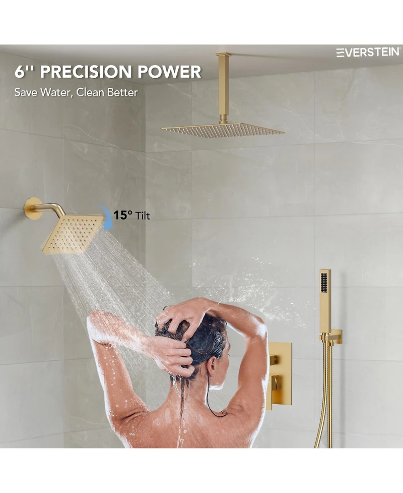 Everstein Pressure Balanced 10" Rainfall Shower System Dual Rain Heads