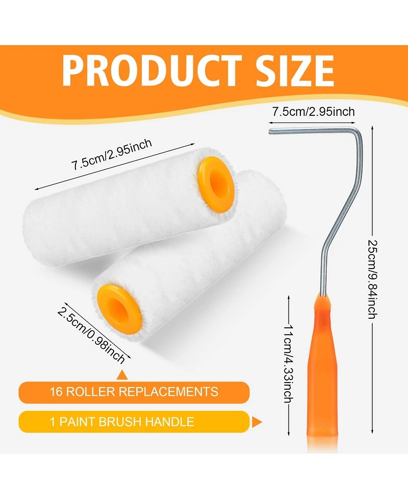 Xdovet Mini Roller Brush Set for Trim Edge Corner Window Frame Touch Up