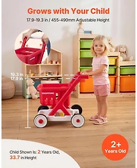 Hongge Scan and Sort Kids Shopping Cart with Pretend Food Light-Up Scanner and Adjustable Handle Ages 2 Plus
