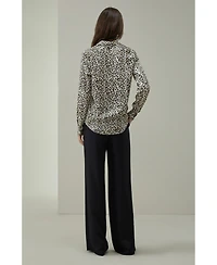Lilysilk Women's Long-Sleeve Leopard-Print Silk Blouse