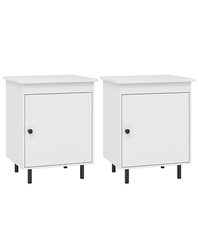 Sugift Mid-Century Nightstand Set of 2 with Open Top and Enclosed Cabinet
