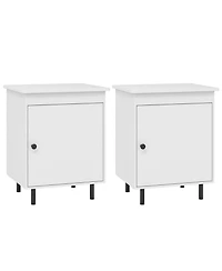 Sugift Mid-Century Nightstand Set of 2 with Open Top and Enclosed Cabinet