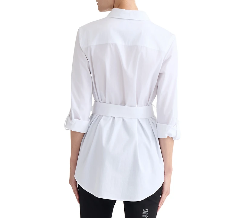 Jones New York Petite 3/4-Sleeve Belted Tunic Top