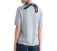Jones New York Petite Short-Sleeve Crewneck Knit Top with Scarf