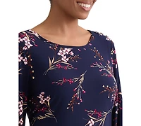 Jones New York Petite 3/4-Sleeve Scoop Neck Floral Blouse