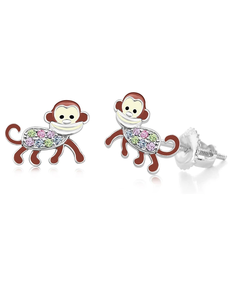Chanteur Kids Monkey Hypoallergenic Earrings for Girls with Surgical Titanium Screwbacks