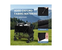 Mountaintop Folding Double Decker Wagon with Brakes, 54" Extra Long Extended Cart, Equipped with 7" All-Terrain Big Wheels for Camping, Sports.
