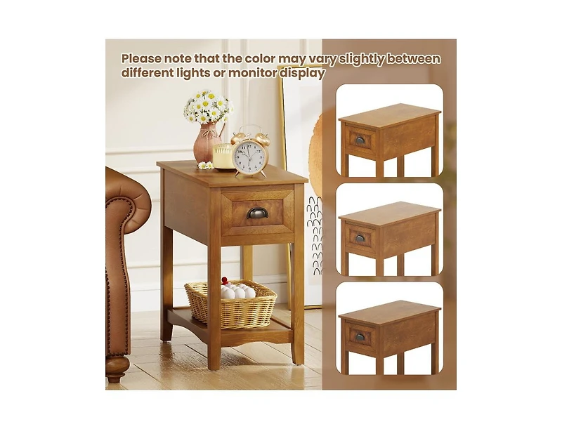 Set Of 2 Contemporary Side End Table with Drawer