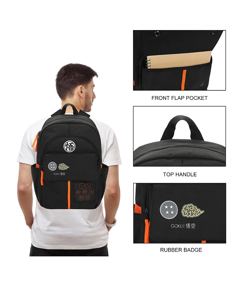 Dragon Ball Z Goku Symbols Black 17.5" Adult Commuter Backpack