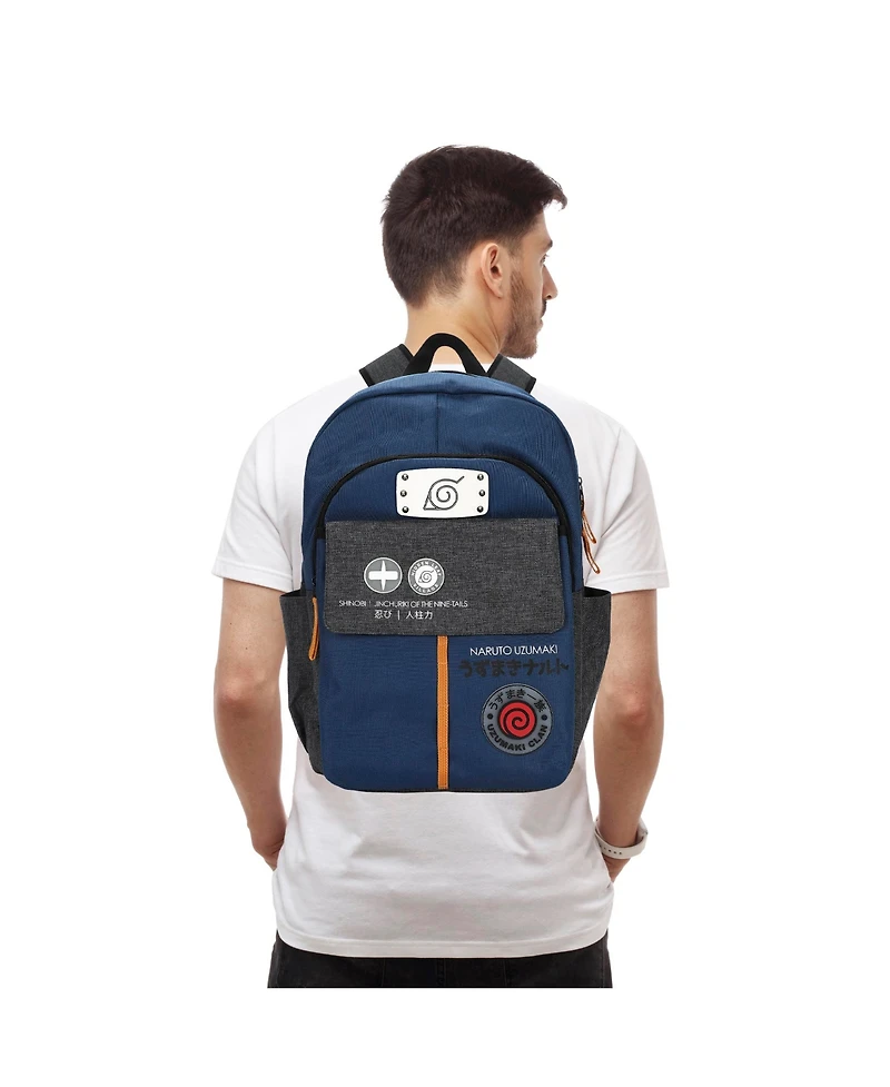 Naruto Shippuden Shinobi Symbols Blue 17.5" Adult Commuter Backpack