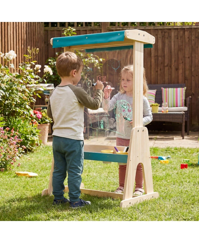 Sugift Kids Wooden Double-Sided Art Easel with Transparent Board and Paper Roll Ages 3