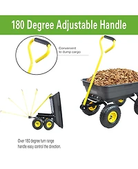 Mountaintop Foldable Multi-Functional Garden Dump Wagon Cart,300lb 55L Steel Frame,10" Pneumatic Tires, Cart for Yard, Lawn, Outdoor