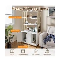 Ruie Cat Litter Box Enclosure 61 in Tall Hidden Litter Cabinet with 3 Tier Shelves