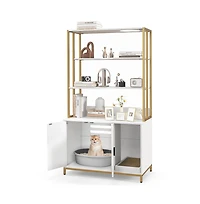 Ruie Cat Litter Box Enclosure 61 in Tall Hidden Litter Cabinet with 3 Tier Shelves