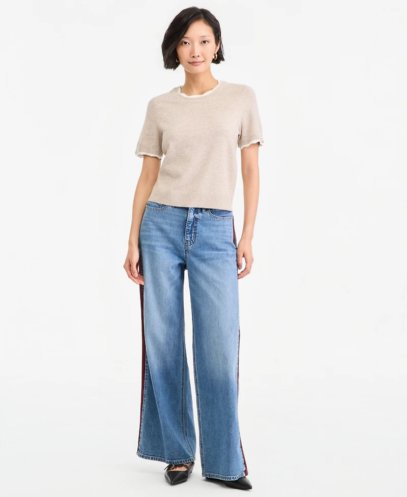 On 34th Women's Short-Sleeve Scallop-Trim Sweater, Macy's Exclusive