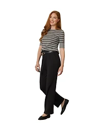 Cable & Gauge Women's Stripe Ballet Neck Sweater