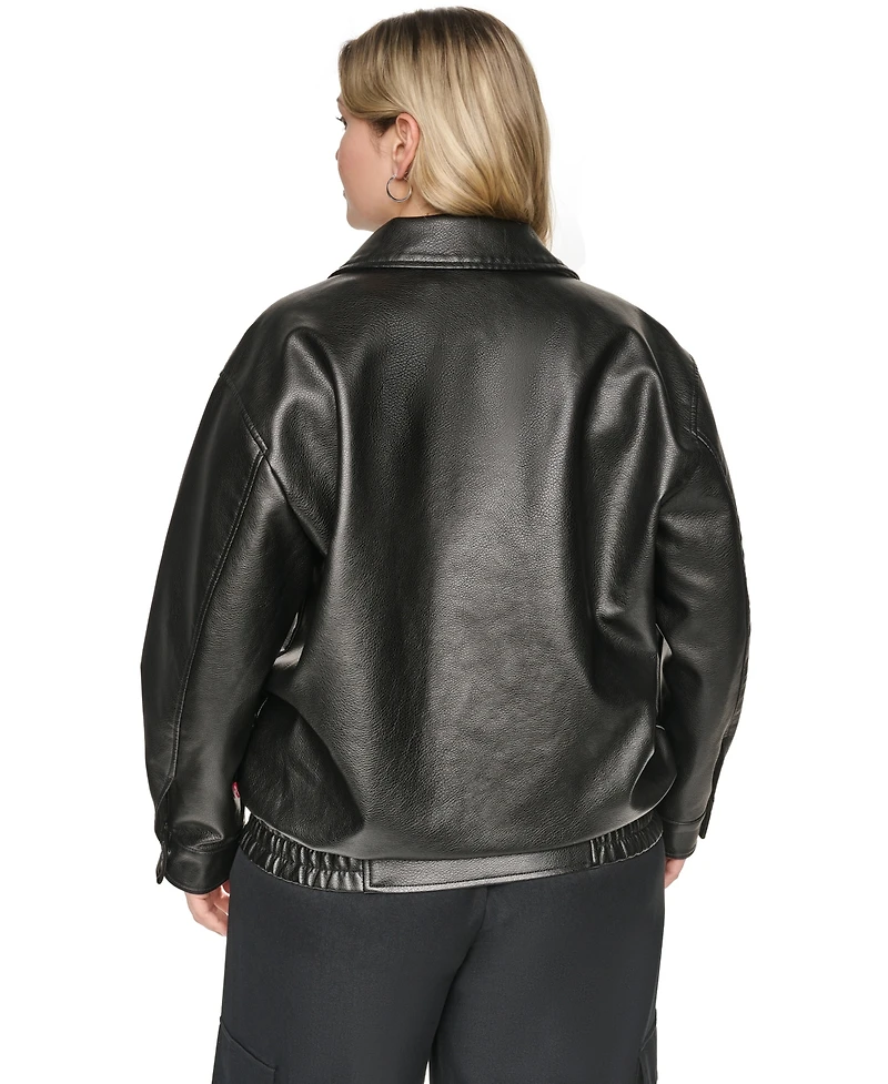 Levi's Plus Relaxed-Fit Faux Leather Bomber Jacket