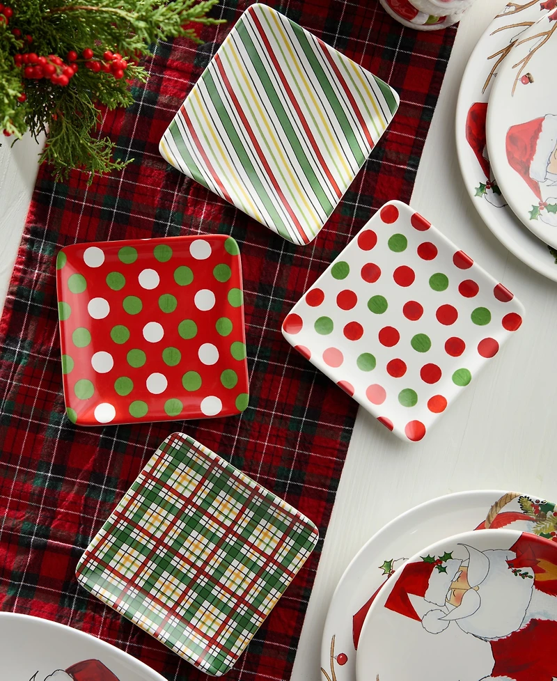 Certified International Santa Delight Canape Plates, Set of 4