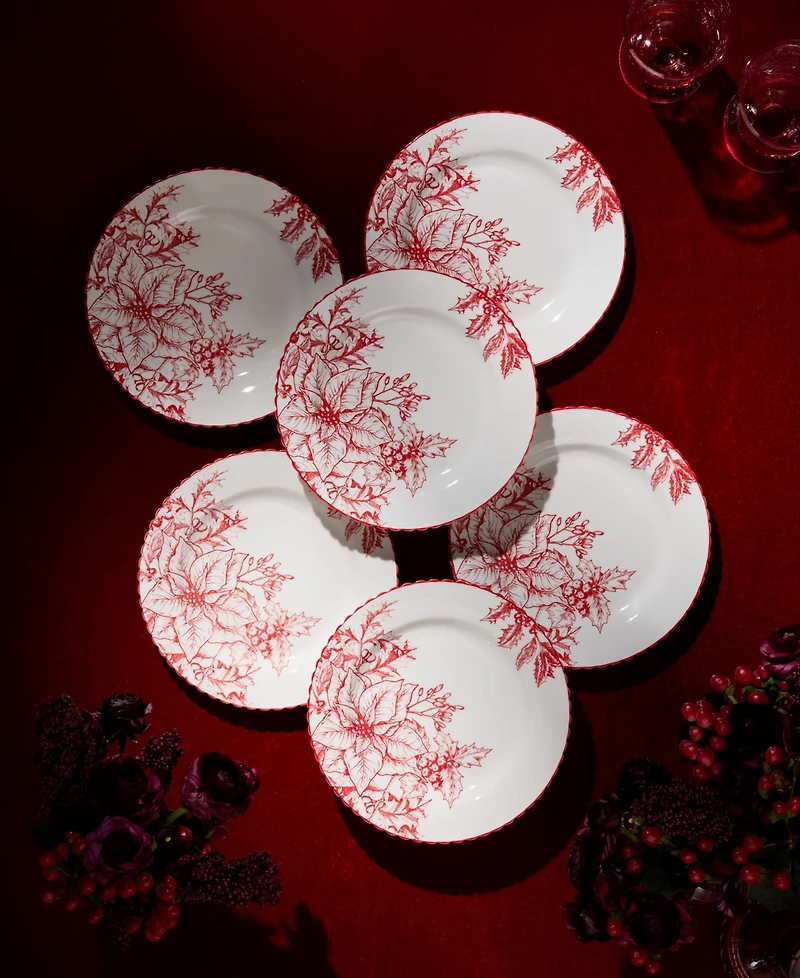 Certified International Crimson Noel Salad Plates, Set of 6