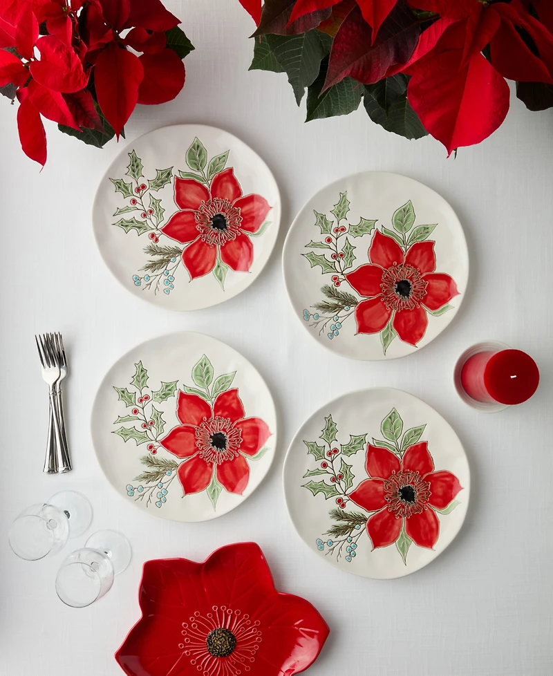 Certified International Festive Blooms Dinner Plates, Set of 4