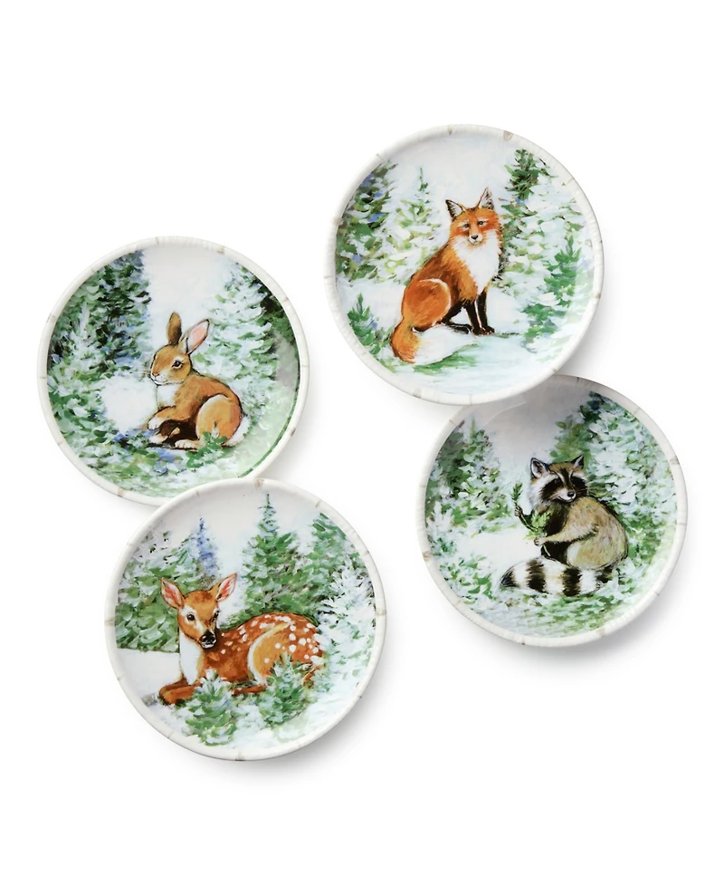 Certified International Winter Cabin Canape Plates, Set of 4