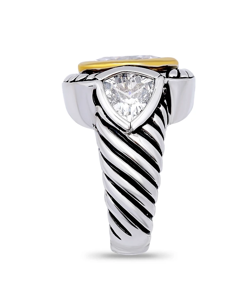 Macy's Square Trillion Cubic Zirconia and Oxidized Accents Statement Ring