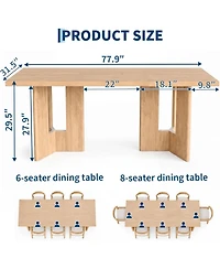 Gaomon 77" Rectangular Dining Table with Slab Panel Base, Seats 4-6