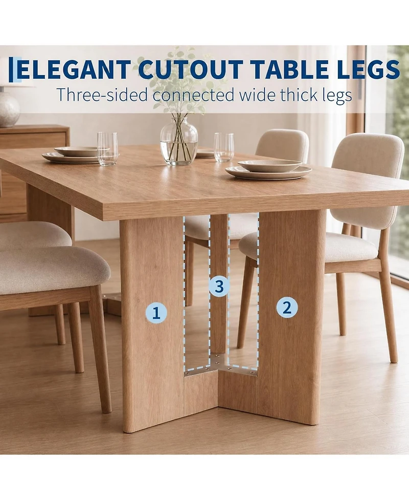 Gaomon 77" Oak Rectangular Dining Table with Panel Base, Seats 4-6, Vintage Walnut Finish