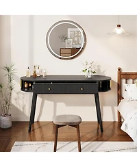 Gaomon 55-Inch Black Office Desk with 2 Drawers, Executive Computer Workstation for Home Office and Bedroom