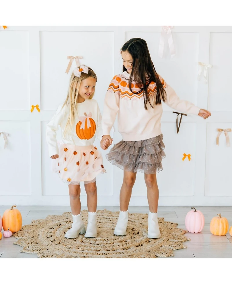 Sweet Wink Big Girls Pumpkin Fair Isle Sweater