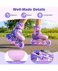 Hongge Light-Up Adjustable Inline Skates, Sizes 13.5C-3, Ages 5-7