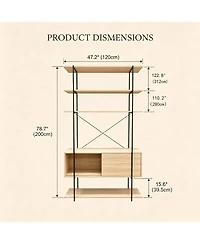 gaomon 5-Tier Industrial Bookshelf with Cabinet