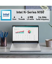 Hp Essential Hd Laptop, Intel N-Series N150, Intel Graphics, 4GB Ram, 128GB eMMC, Wi-Fi 6, Windows 11 Home