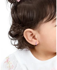 Tiny Blessings Sterling Silver Timeless Pave Lavender Huggie Hoops Earrings