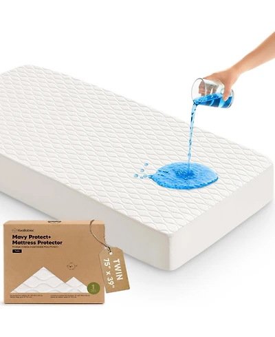 KeaBabies Protect Waterproof Mattress Protector Twin Size, Mavy Quilted Cotton Toddler Twin Mattress Protector Cover, 75x39