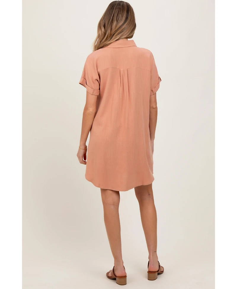 Pinkblush Women's Sand Dolman Sleeve Linen Shirt Dress