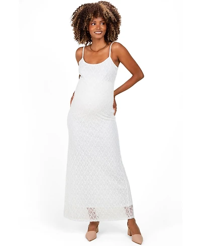 Pinkblush Maternity Sleeveless Lace Square-Neck Maxi Dress