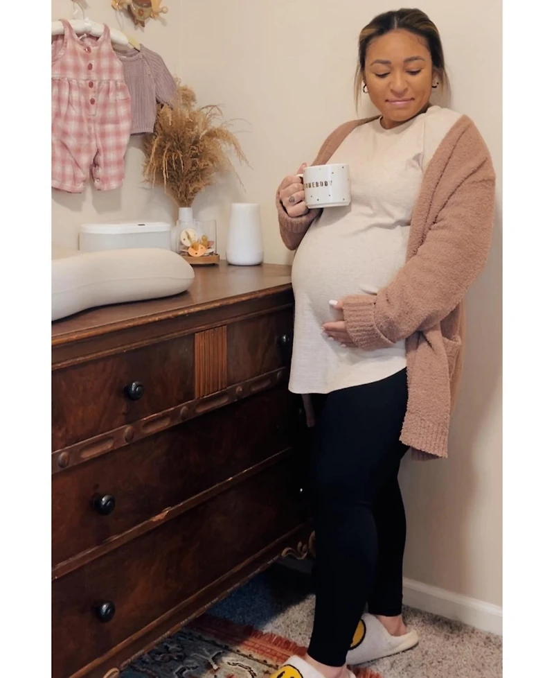 Pinkblush Maternity Black Long Sleeve Round Hem Textured Top