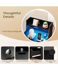 Sugift Led Nightstand with Rgb Lighting Charging Station and 2 Drawers